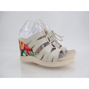 Born Piru Wedge Sandals Women's 8 Tropical Floral Lace Up Gladiator Boho Leather